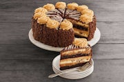 Order 10 Inch Reese’s Peanut Butter Chocolate Cake Cheesecake food online from The Cheesecake Factory store, Columbus on bringmethat.com