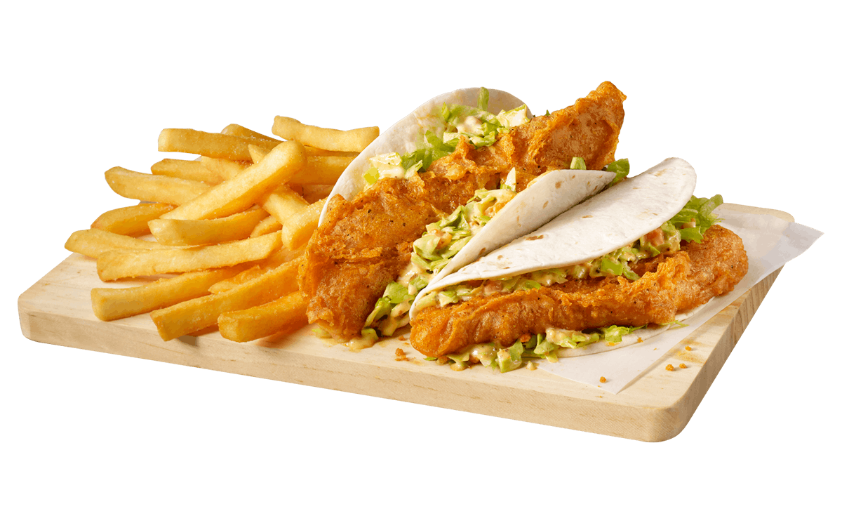 Spicy Fish Tacos & Fries