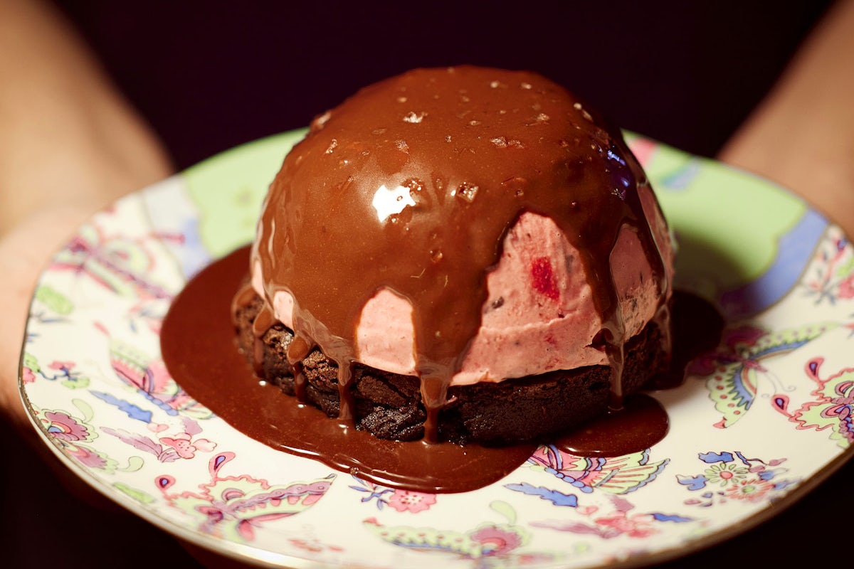 Cherry Chocolate Chip Ice Cream Cake