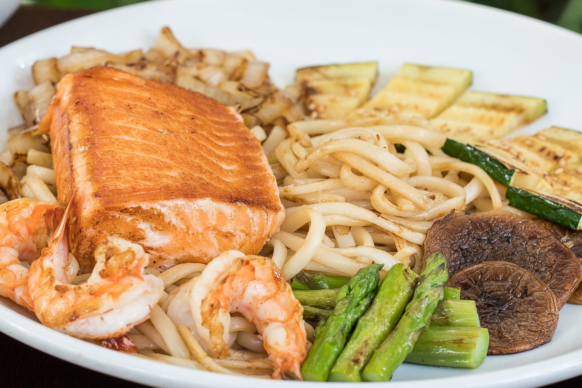 HIBACHI SALMON WITH AVOCADO TARTAR SAUCE