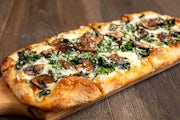 Order Spinach and Mushroom Flatbread Pizza food online from The Cheesecake Factory store, Columbus on bringmethat.com