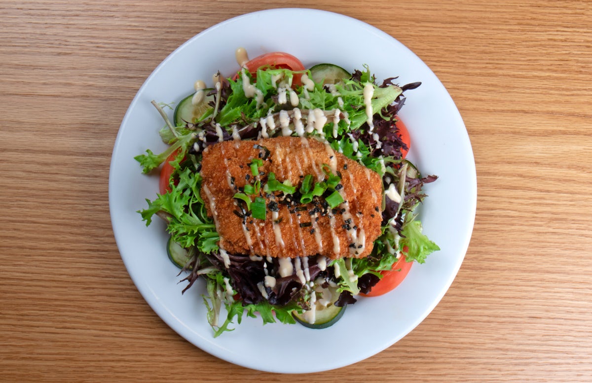 Furikake Miso Salmon Katsu Salad